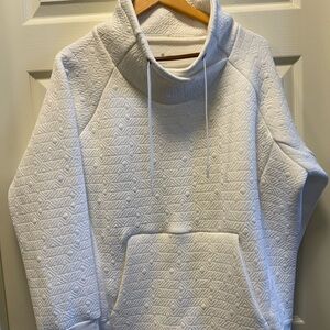 Athleta White Quilted Funnel-Neck Pullover